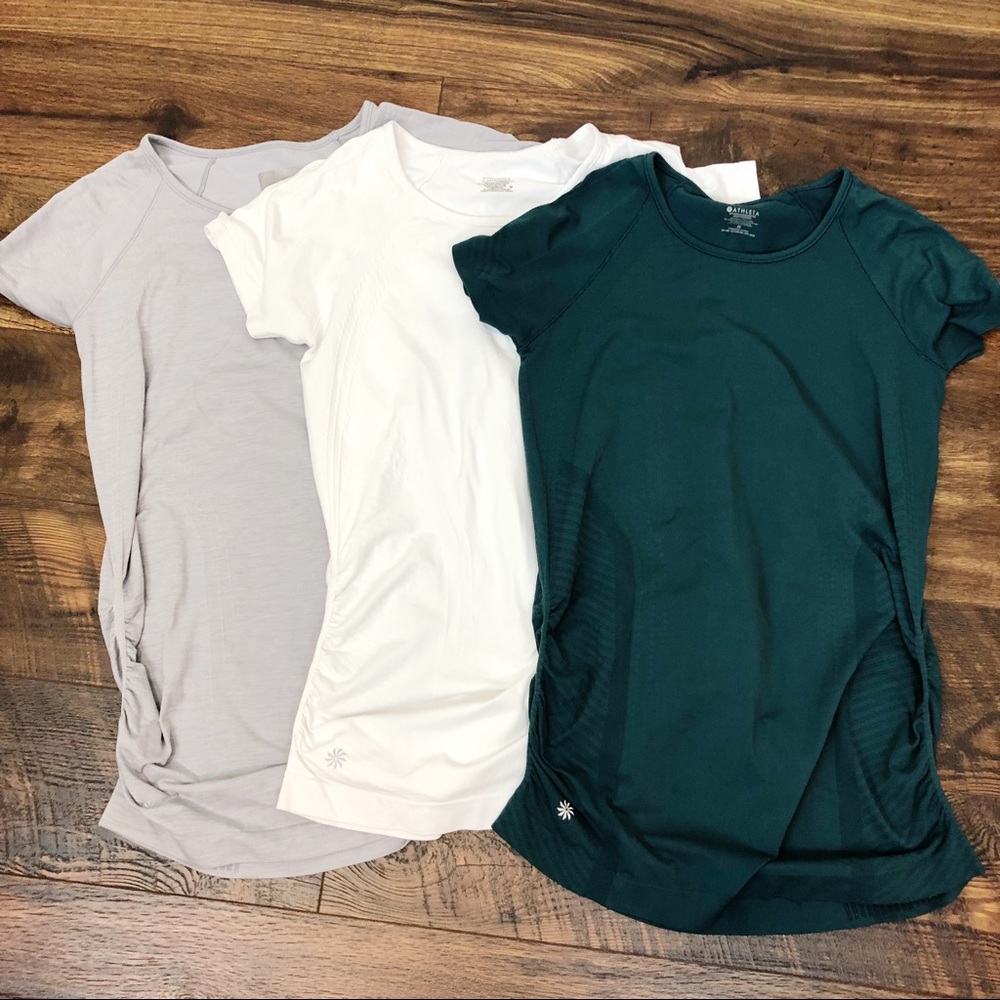 Athleta Short Sleeve Tees - Gray, White, Green